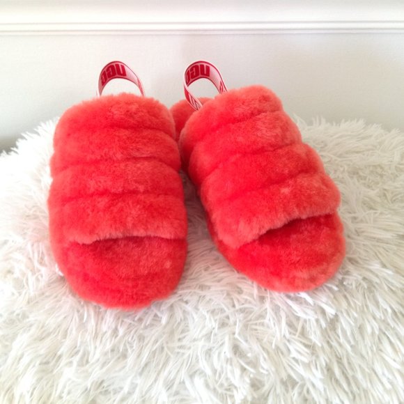 UGG Fluff Yeah Genuine Shearling Slides Preppy Cozy Lagenlook - Picture 8 of 12